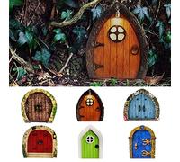 Suitedget B-019-A 6 pezzi porta del gnomo da giardino, 2 mm di spessore, in miniatura, porta del gnomo, porta delle fate, decorazione per la porta dei bambini, mini regalo, in miniatura fata