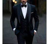 SuitGent 3 Pezzi Completo da Uomo di Alta Qualità, Abito da Sposo Tinta Unita, Set di Giacca e Pantaloni Casual vestibilità aderente, Primavera, Per Lui L,M,S,XL,XS,XXL,XXS,XXXLColore unicoPoliestere