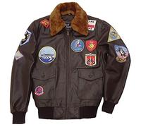 Suiting Style Bomber da uomo marrone Flight Maverick con collo in pelliccia rimovibile WW2 Bomber in ecopelle, Marrone, XXL