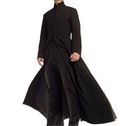 Suiting Style Costume da uomo Matrix Keanu Reeves Neo cotone nero lungo trench, Nero , M