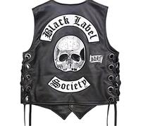 Suiting Style Giacca Biker Rider Vest Black Label Society Toppa ricamata Moto Gilet in pelle per uomo, Pelle, XXL