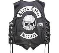 Suiting Style Giacca da motociclista nera L Society ricamata toppa da motociclista in vera pelle gilet da uomo, Gilet Biker Nero - Pelle, XXL