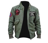 Suiting Style, Giacca in cotone per uomo, Tom Cruise Air Force G1 Maverick Flight Aviator Pilot Bomber, Verde, verde, S