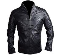 Suiting Style Smallville Clark Kent Man of Steel Giacca in pelle da uomo per costume da bici, Nero , XS