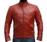 Suiting Style Smallville Clark Kent Man of Steel Giacca in pelle da uomo per costume da bici, Rosso, XS