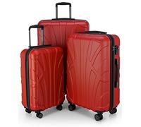 Suitline - Set di 3 Valigie Trolley rigido TSA 4 ruote ABS, (S, M, L) Rosso
