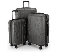 SUITLINE - Set di 3 valigie, Valigie da viaggio, trolley, Valigie con guscio rigido, TSA, (55 cm, 66 cm, 76 cm), 100% ABS, opaco, Graphite