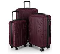 SUITLINE - Set di 3 valigie, Valigie da viaggio, trolley, Valigie con guscio rigido, TSA, (55 cm, 66 cm, 76 cm), 100% ABS, opaco, Borgogna