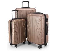 SUITLINE - Set di 3 valigie, Valigie da viaggio, trolley, Valigie con guscio rigido, TSA, (55 cm, 66 cm, 76 cm), 100% ABS, opaco, Oro