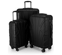Suitline - Set di 3 valigie rigide leggere (S, M, L), Nero