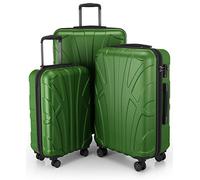 SUITLINE Set valigie 3 pezzi ABS rigide cabina 55 cm media 66 cm grande 76 cm espandibili con lucchetto TSA 4 ruote doppie manico telescopico, Verde