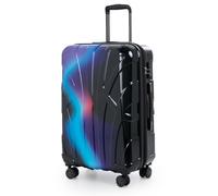 suitline - Trolley per valigie di medie dimensioni, 66 cm, con piega, bagaglio da lavoro, valigia da viaggio check-in, 4 ruote doppie, volume 68 l, TSA, guscio rigido, lucido, blu neon, blu fluo, 66