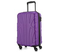 SUITLINE - Valigia per cabina, bagaglio a mano rigido, 4 doppie ruote, TSA, 100% ABS opaco, 55 cm, 34 litri, Viola