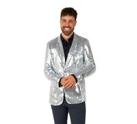 Suitmeister Blazer da Uomo - Festa di Natale, Capodanno - Giacca da Abito con Paillettes Lucide - Argento