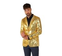 Suitmeister Blazer da Uomo in Oro - Giacca da Abito con Paillettes Lucide per Natale E Capodanno - Oro