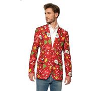 Suitmeister - Giacche da uomo con stampe diverse, motivo natalizio - rosso - XL