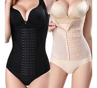 SUIUOI 2PCS Donna Corsetto Vita Dimagrante Body Shapewear,Chiusura Gancio Modellante Cintura Shaper Training Vestiti Cinghie Regolabili Neoprene,Modellante Sportiva Fitness Training Vestiti