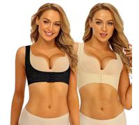 SUIUOI 2pcs Guaina Contenitiva Donna Compressione del Braccio,Maniche Maglia Piatta a Compressione, Corsetto Gilet Correttore di postura Corsetto Body Shaper Snellente e Dimagrante Silhouette