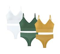 SUIUOI Completi Intimi 3 Pezzi Basic Donna Push Up Lingerie Set,Reggiseno e Perizoma Set,Reggiseno Classico Senza Cuciture Tracolla Leggermente Imbottita