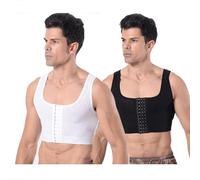 SUIUOI Corsé da uomo, compressione piatta, nasconde ginecomastia, maglione per il petto, compressione per dimagrire, canottiera da allenamento, nero e bianco, 4X-Large