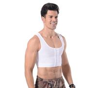 SUIUOI Corsetto da uomo a compressione piatta, nasconde ginecomastia maglione petto compressione dimagrante canotta allenamento, bianco, 4X-Large