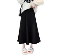 SUIUOI Gonna invernale da donna, midi e lunghe, in lana, gonna invernale, gonna in jersey, vintage, gonna da donna, gonna a pieghe, linea ad A, elegante, da donna, 5 # Nero, Taglia unica