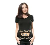 SUIUOI Maglietta da donna premaman a maniche corte, con scollo rotondo, con motivo stampato, Settembre Nero, XL