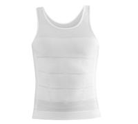 SUIUOI Maglietta intima a compressione modellante da uomo, maglietta a compressione atletica Shapewear Armellos Baselayer, maglietta funzionale da uomo, maglietta a compressione, bianco, L