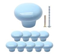 Suiwotin 10 pezzi Pomelli in ceramica blu chiaro, pomelli rotondi in ceramica per armadi, pomelli per armadietti della dispensa, pomelli decorativi in ceramica per cassetti, maniglie per tirare per