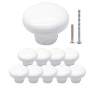 Suiwotin 10 pomelli in ceramica bianca per armadietti, rotondi, decorativi per cassetti, armadi, mobili
