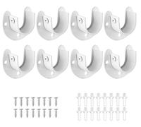 Suiwotin 8 confezioni di supporti per asta in acciaio inox, 1-1/3 pollici, staffa per armadio resistente, porta asta flangia, a forma di U con viti, colore: bianco