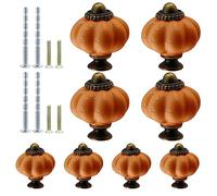 Suiwotin - Pomelli vintage in ceramica arancione a forma di zucca - Set da 8 pezzi per armadio, cassettiera, comò, ripostiglio e mobili