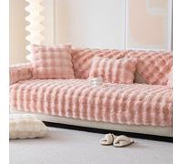 Suixtil Copridivano in Peluche Coniglio 2/3/4 Posti, Ispessito Ultra Morbido Antiscivolo for Divano ad Angolo a Forma di L(Pink Rosa,Pillow17.7 * 17.7in)