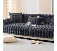 Suixtil Copridivano in Peluche Coniglio 2/3/4 Posti, Ispessito Ultra Morbido Antiscivolo for Divano ad Angolo a Forma di L(Nero,Pillow11.8 * 19.7in)