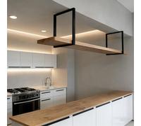 Suixtil Pensile cucina ferro Scaffali da soffitto Mensola sospesa Staffe Scaffale for carichi pesanti Montato a in legno massello di stoccaggio for loft retrò Cucina Portabottiglie sospeso soffitto