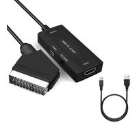 SUJAHHUJIQ Convertitore video HDMI a SCART Convertitore HD 1080P, convertitore HDMI con cavi,HDMI Input SCART Output Video Audio Converter con NTSC/PAL (Video+Audio Supported Over Scart)