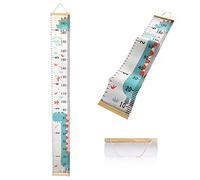 SUJAYU Tabella di crescita per bambini, tabella di altezza in tela, righello rimovibile in legno da appendere, tabella di misura per la decorazione della casa (dinosauro)