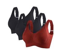 Sujetador Deportivo Mujer Alto Impacto Talla Grande Sujetador Sin Aros Push Up Bandolera Ajustable con Relleno Suaves Cómodo Sostenes de Mujer 3 Piezas Deportivo sin Aros para Mujer