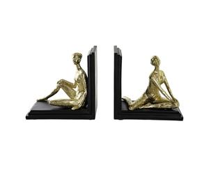 SUJETALIBROS SET 2 RESINA 17,5X12X17 MUJER DORADO