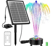 SUJFEE Fontana solare a LED da 10 W, per esterni, fontana solare con telecomando, pali e batteria, pompa solare per laghetto fai da te con 21 effetti, pompa dell'acqua solare per giardino, giochi