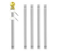 SUJOSAJU Kit di aste per bandiere a 5 sezioni, in acciaio inox, senza grovigli, per esterni, giardino, tetto, pareti, cortili
