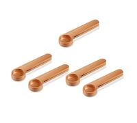 Sujurio Cucchiaio dosatore in legno 2 in 1 per caffè, caffè espresso, tè e caffè, confezione da 5 pezzi