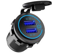 Sujurio Presa USB da 12 V, caricatore da auto Dual QC 3.0 USB con interruttore, caricatore impermeabile USB da 36 W (con perforatore da 2,8 cm)