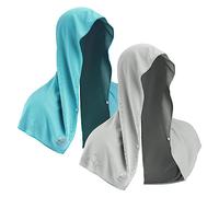 Sukeen Asciugamani rinfrescanti con cappuccio, confezione da 2 asciugamani rinfrescanti per collo e viso, ad asciugatura rapida, palestra, costruzione-blu lago/grigio
