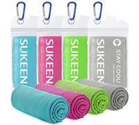 Sukeen Asciugamani Rinfrescanti in Microfibra - Ideali per la Palestra e lo Sport, Pack da 4 Asciugamano Freddo Yoga Palestra Morbidi e Traspiranti (100 x 30 cm)