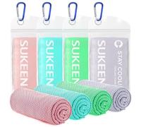 Sukeen Asciugamani Rinfrescanti in Microfibra - Ideali per la Palestra e lo Sport, Pack da 4 Asciugamano Freddo Yoga Palestra Morbidi e Traspiranti (100 x 30 cm)