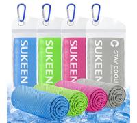 Sukeen Asciugamano rinfrescante per uomini e donne, confezione da 4 (101,6 x 30,5 cm), ad asciugatura rapida, per palestra, viaggi, campeggio, sudore, yoga, sport, lavoro all'aperto