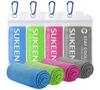 Sukeen Confezione da 4 asciugamani rinfrescanti (101,6 x 30,5 cm), asciugamano per ghiaccio, morbido e traspirante, asciugamano in microfibra per yoga, sport, corsa, palestra, allenamento, campeggio,