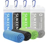 Sukeen Confezione da 4 asciugamani rinfrescanti (101,6 x 30,5 cm) per collo e viso, morbido e traspirante, asciugamano sportivo freddo, ad asciugatura rapida