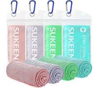 Sukeen Confezione da 4 asciugamani rinfrescanti (101 x 30,5 cm) per collo, asciugamano fresco per un sollievo istantaneo, morbidi asciugamani traspiranti per il freddo, 4 pezzi, per yoga, golf,